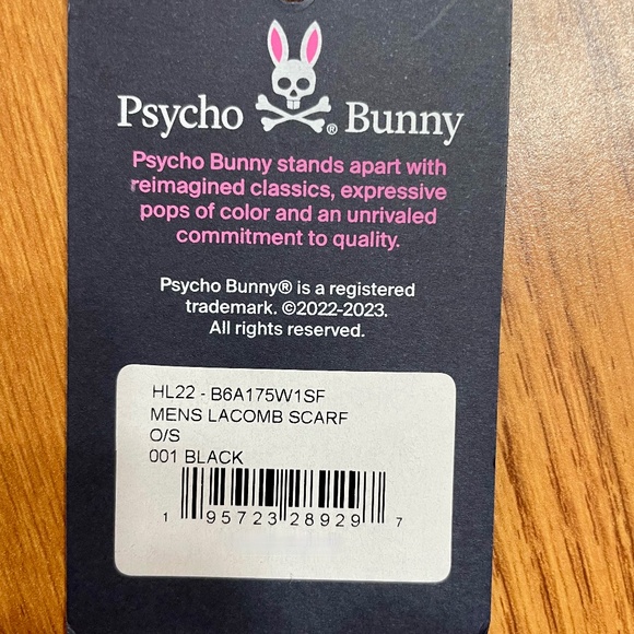 NWT $85 PSYCHO BUNNY MEN'S LACOMB SCARF 100% COTTON 12" x 82" - Picture 3 of 3